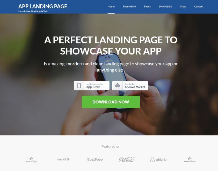 Theme WordPress giới thiệu App miễn phí App Landing Page